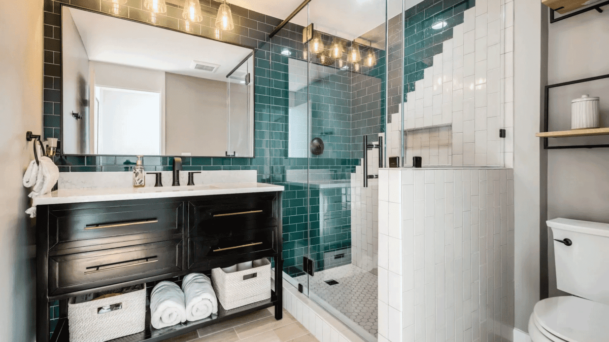 Bold Subway Tile Bathroom Remodel | RESTON, VA